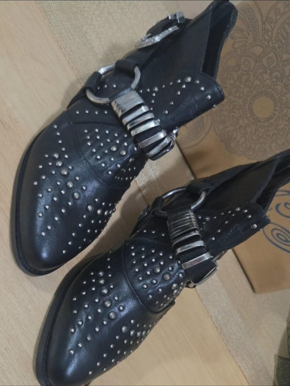 naughty monkey Black Weste Studded Ankle Real Leather Boots with Silver Hardware